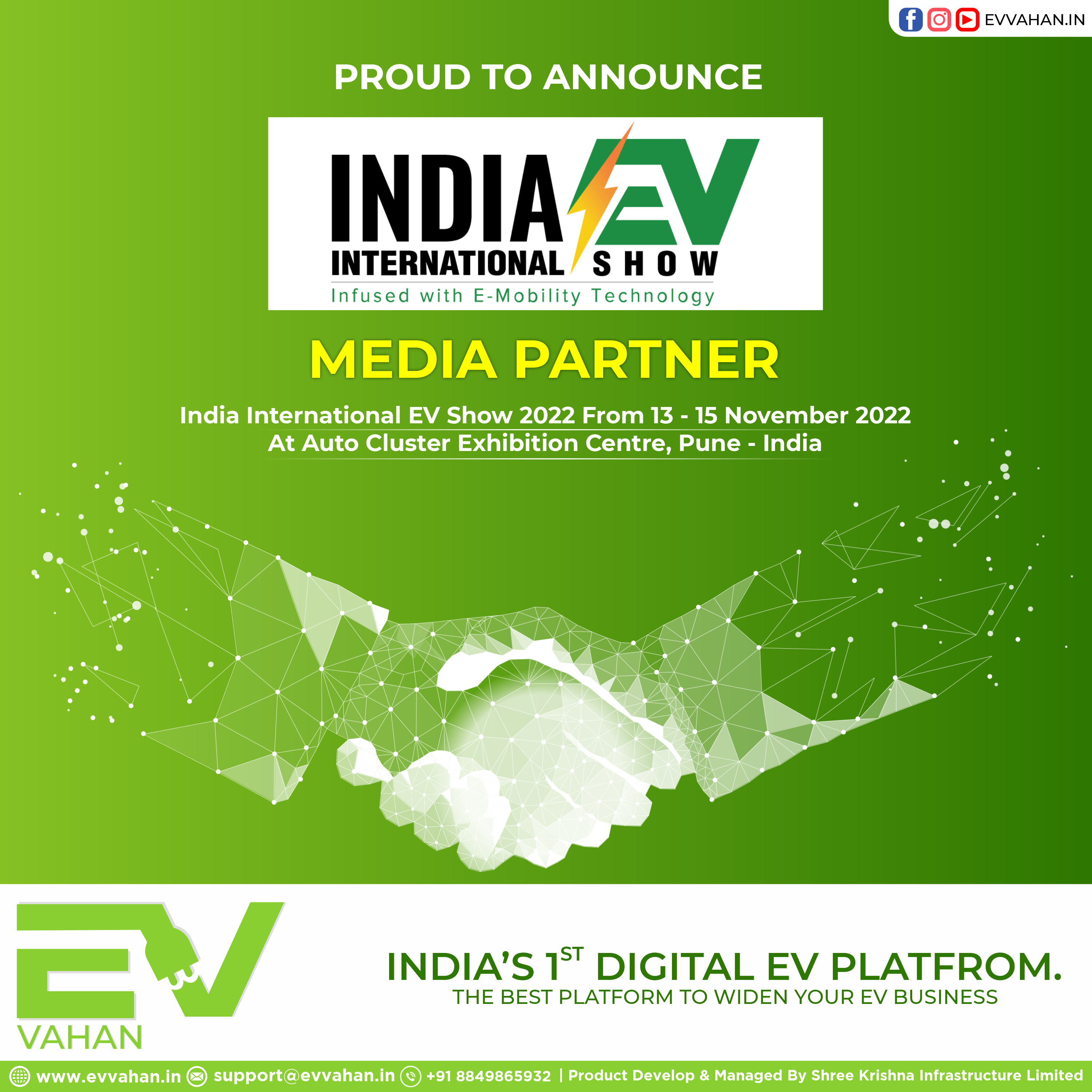 Proud To Announce EV-Vahan As Exclusive Media Partner For The India International EV Show 2022.